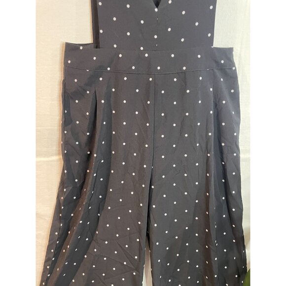 Women's Black Polka Dot Jumpsuit By Splash Size 10 With Deep V-Neck & Wide Legs - Picture 5 of 16